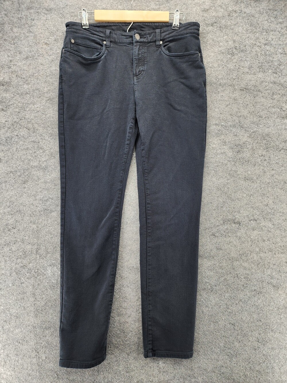 Eileen Fisher Pants Womens 10 Black Skinny Leg Mid Rise